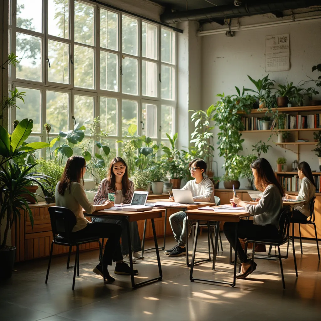 Sesión de educación financiera en ambiente ecológico retro
